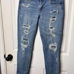 American Eagle Size 8 Skinny Jeans Distressed AirFlex+ Stretch Denim